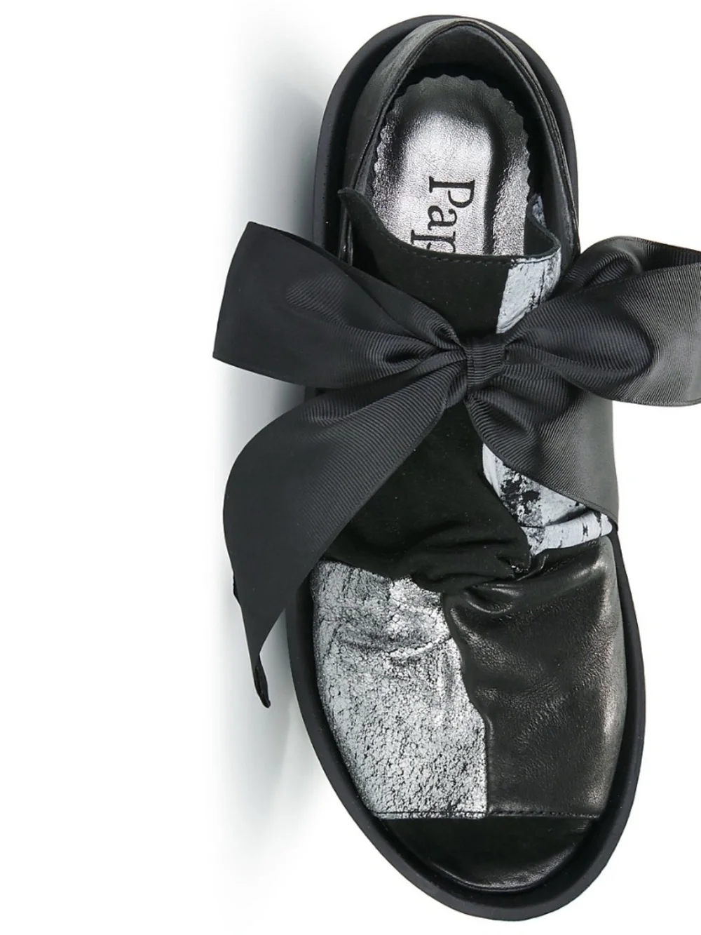 NIB! Papucei KIMK platform sandal in black and silver with big bow. Gorgeous!